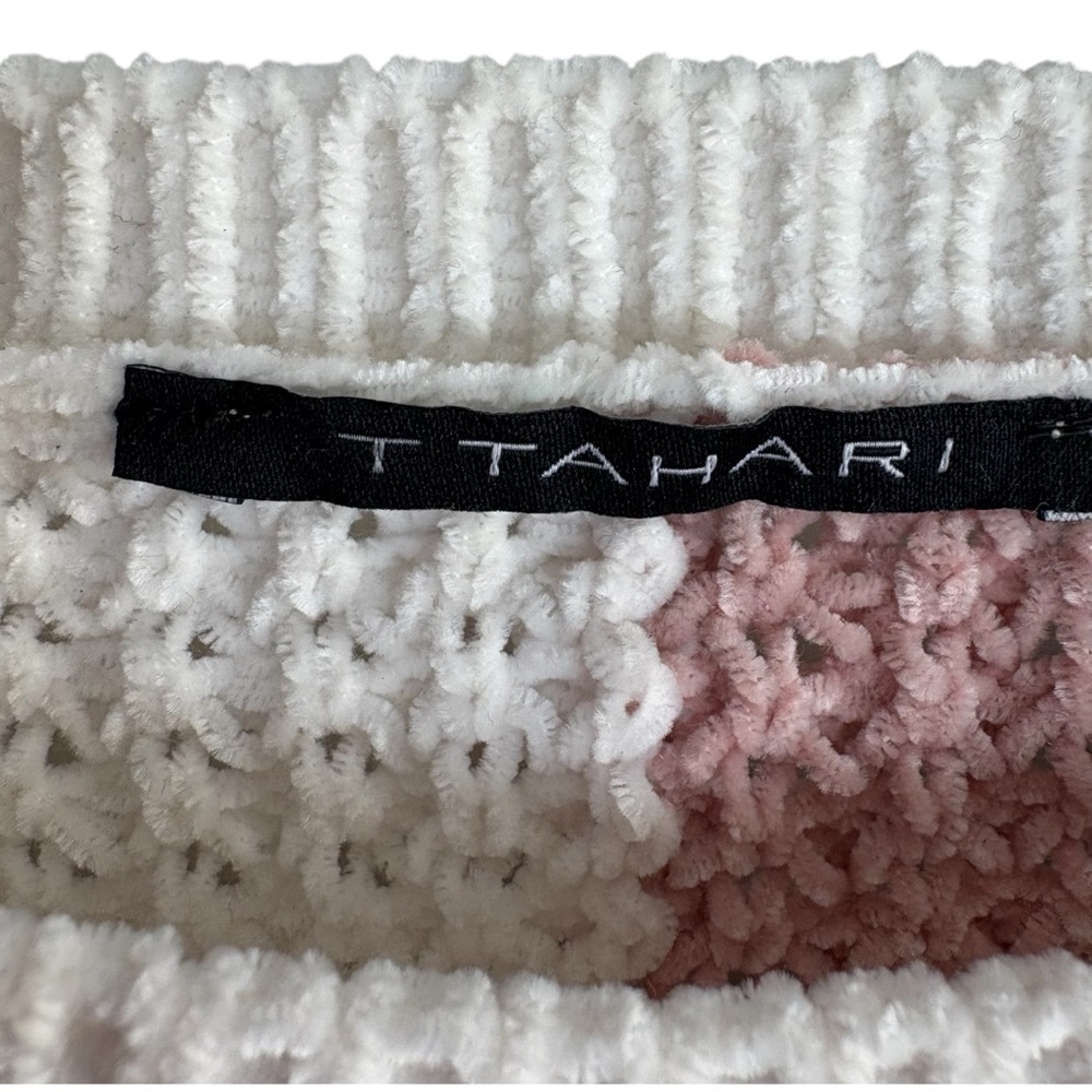 T TAHARI Chenille Color-Block Sweater in Ivory/Blush Size MED  — NEW WITH TAG!!! - Picture 5 of 7